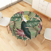 Lofaris Green Monstera Dark Red Leaves Round Tablecloth